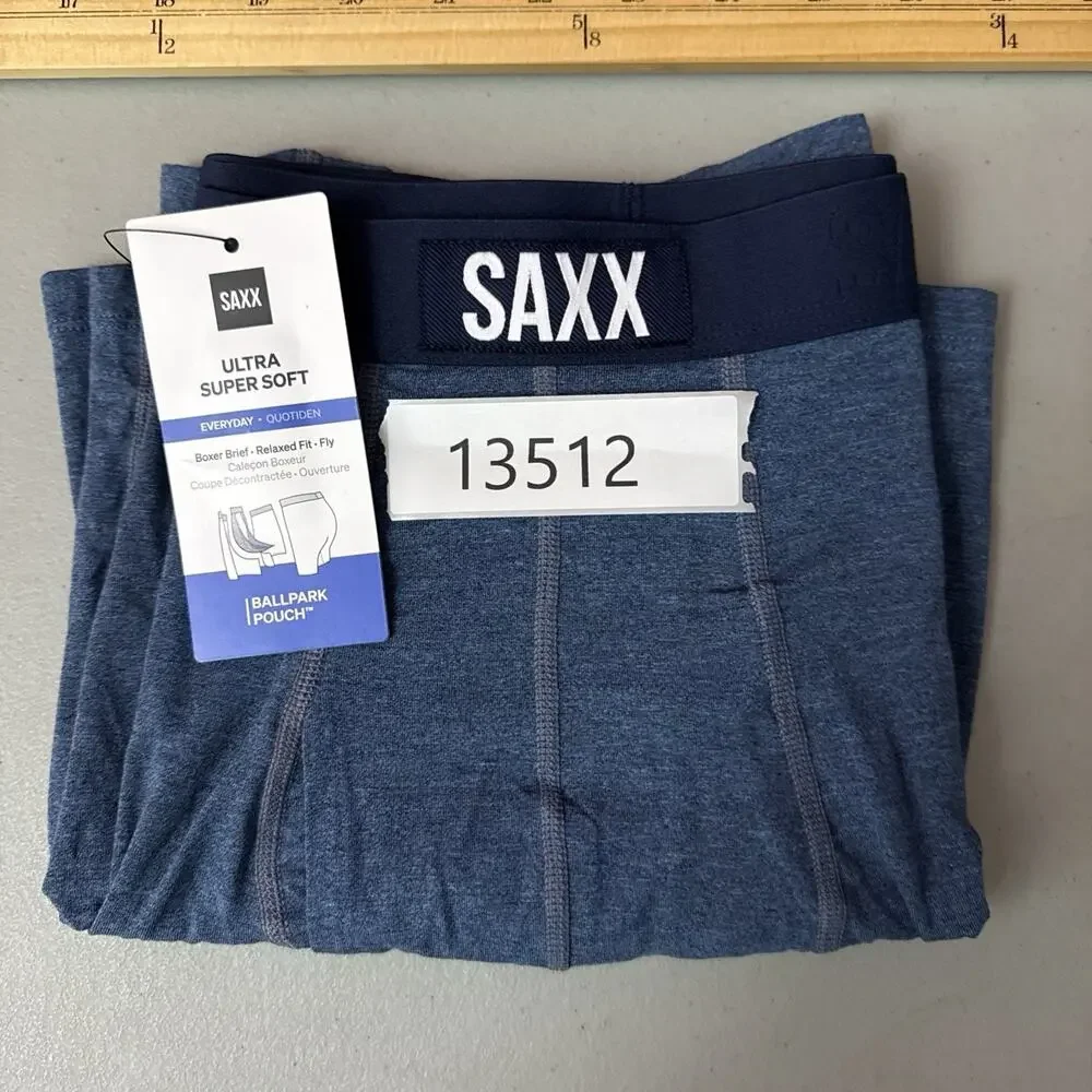 SAXX Boxer Briefs Mens 4XL Blue Ultra Super Soft BallPark Pouch NWT